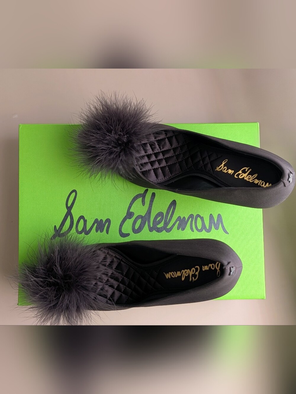 NWT Sam Edelman Hazel Feather Embellished Pumps Cocoa Satin Size 8 MSRP $165 - Picture 14 of 14